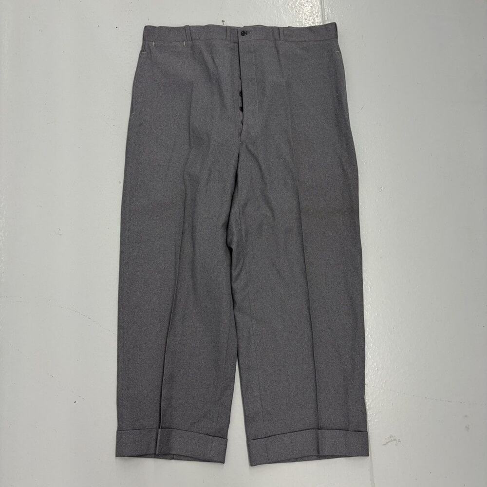 NOS Vintage 50s Grey Wool Buttonfly Wide Leg Trousers 38x26